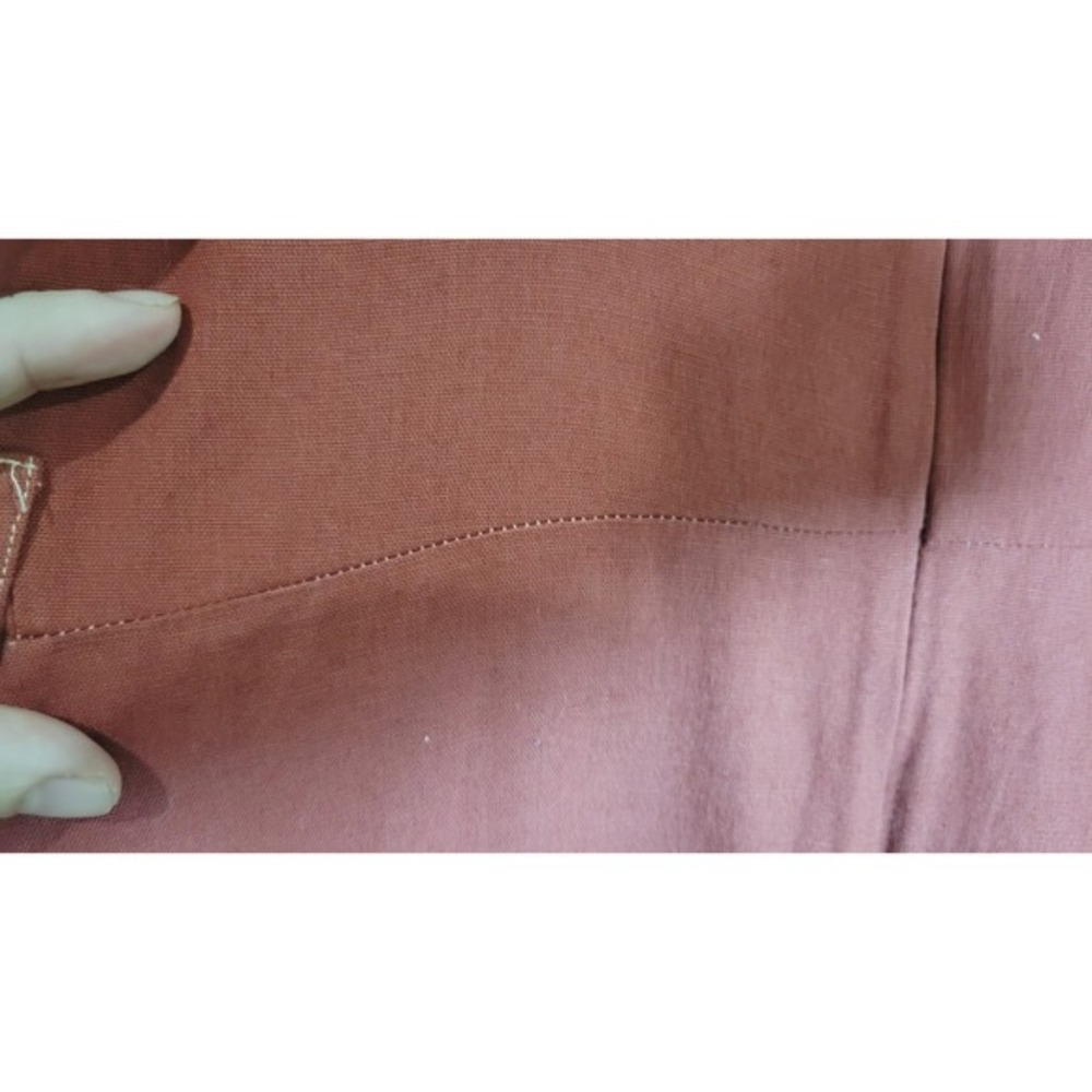 ASOS Rust Red Cotton Linen‎ Midi Dress Side Zip Pockets Size US 2 - Picture 6 of 10